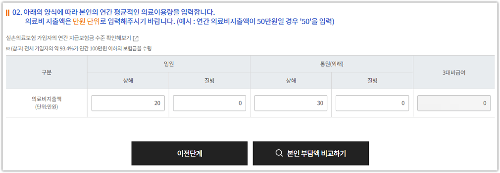 실손보험 계산기